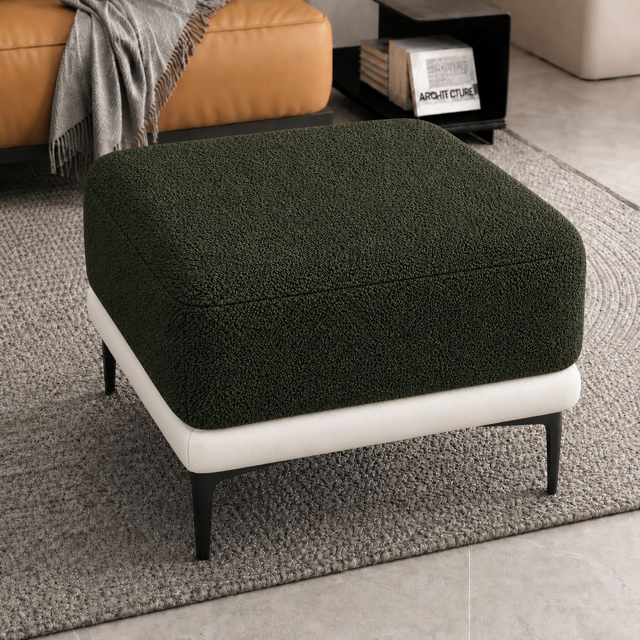 SofaVogue Sapphire Luxe Ottoman - Dark Green